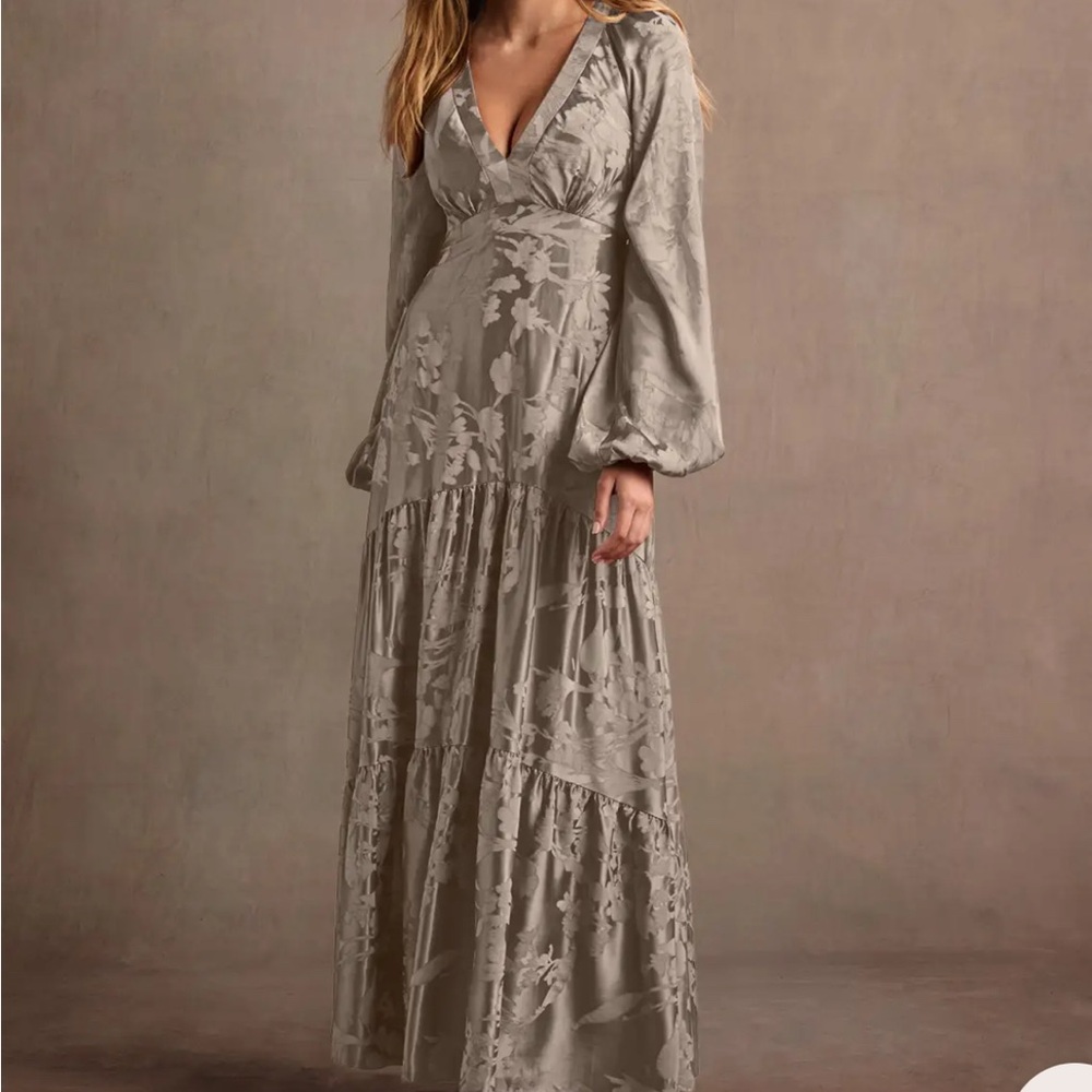 NWT Azazie Atelier Floral Platinum Dress